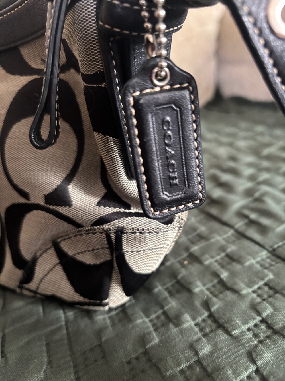 Coach Black and Gray Signature Shoulder Bag - Picture 9 of 10